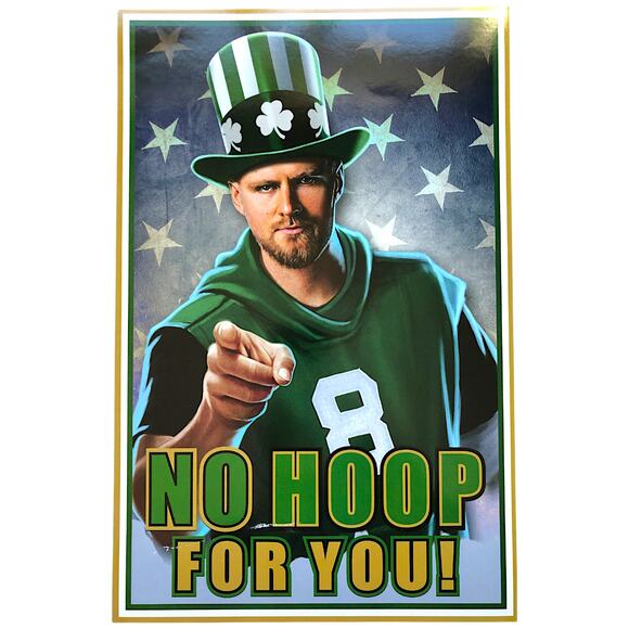 Boston Celtics Pritch Please / No Hoop For You! Porzingis Uncle Sam Poster - Picture 1 of 6